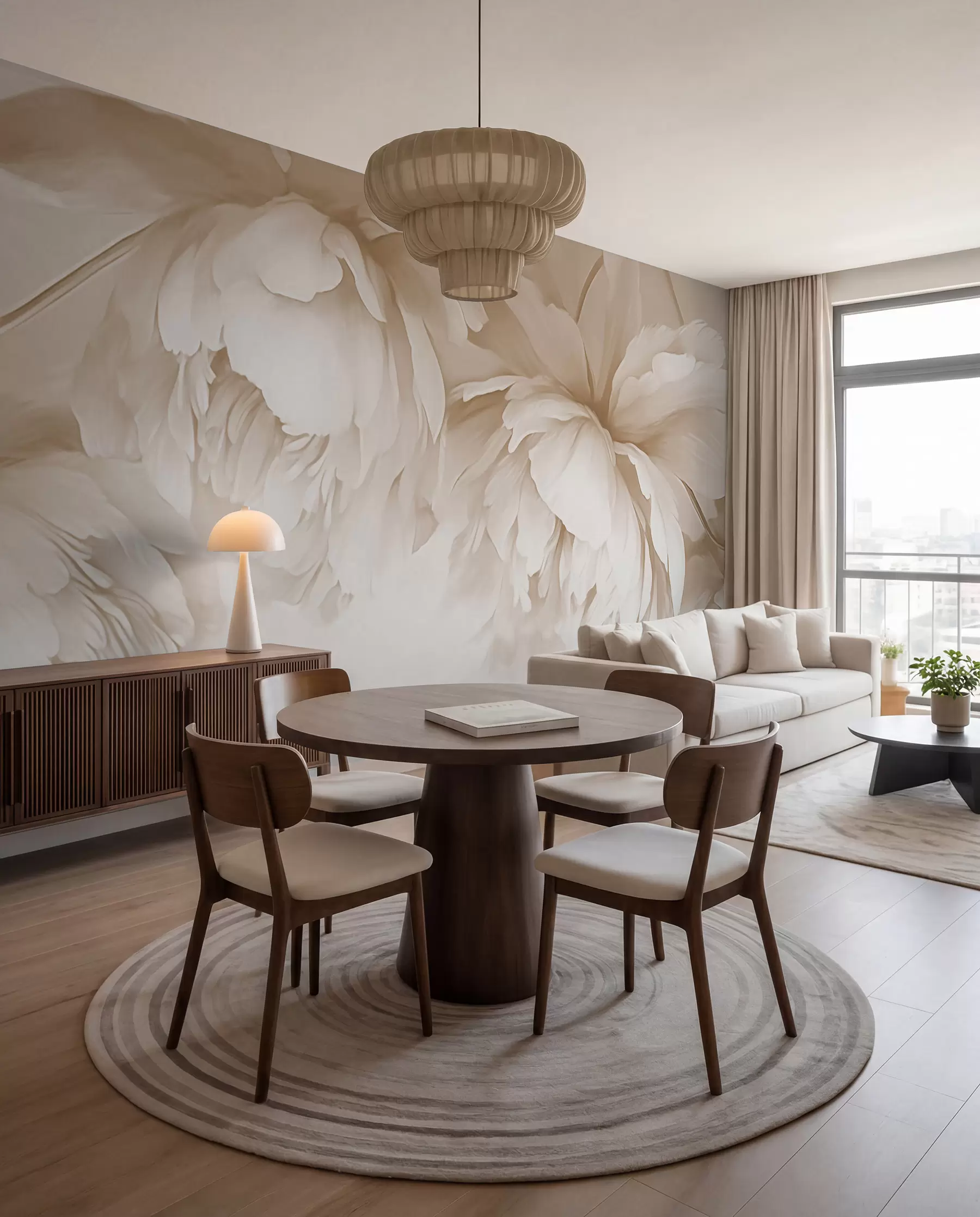 murales de pared Peonías crema w03239