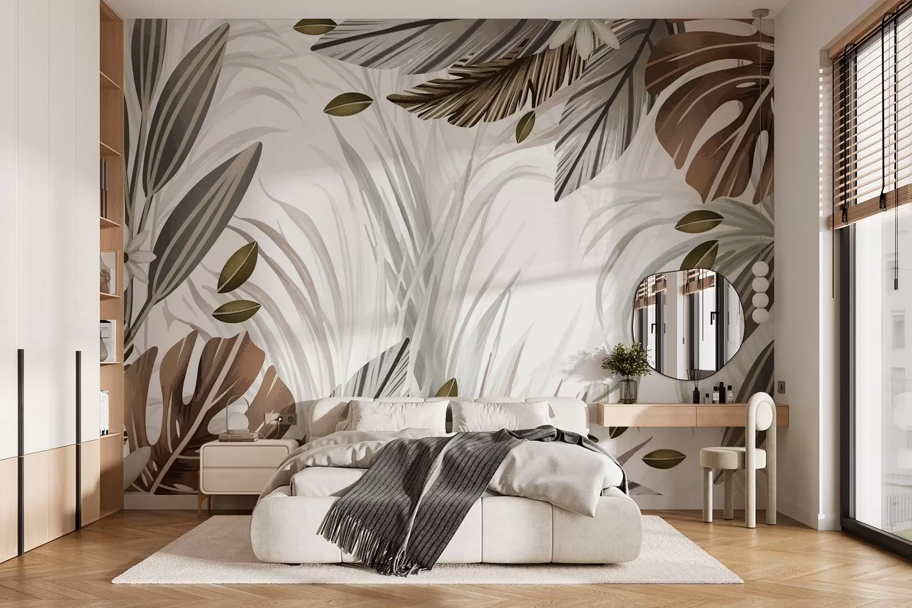 murales de pared Vegetación tropical en tonos naturales w03261