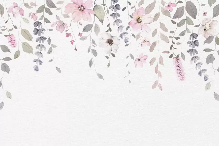 murales de pared Flores y hojas colgantes de acuarela w03315