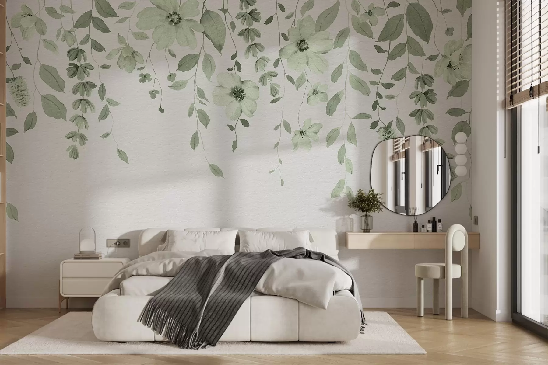 murales de pared Flores y hojas colgantes de acuarela w03315v2