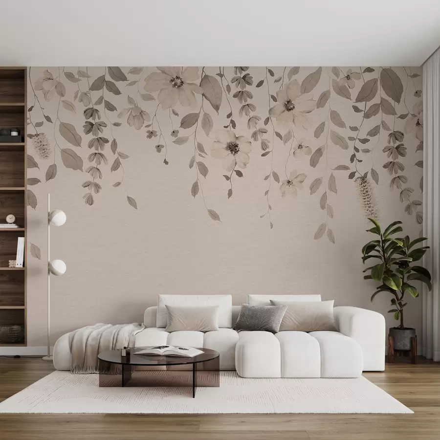 murales de pared Flores y hojas colgantes de acuarela w03315v4