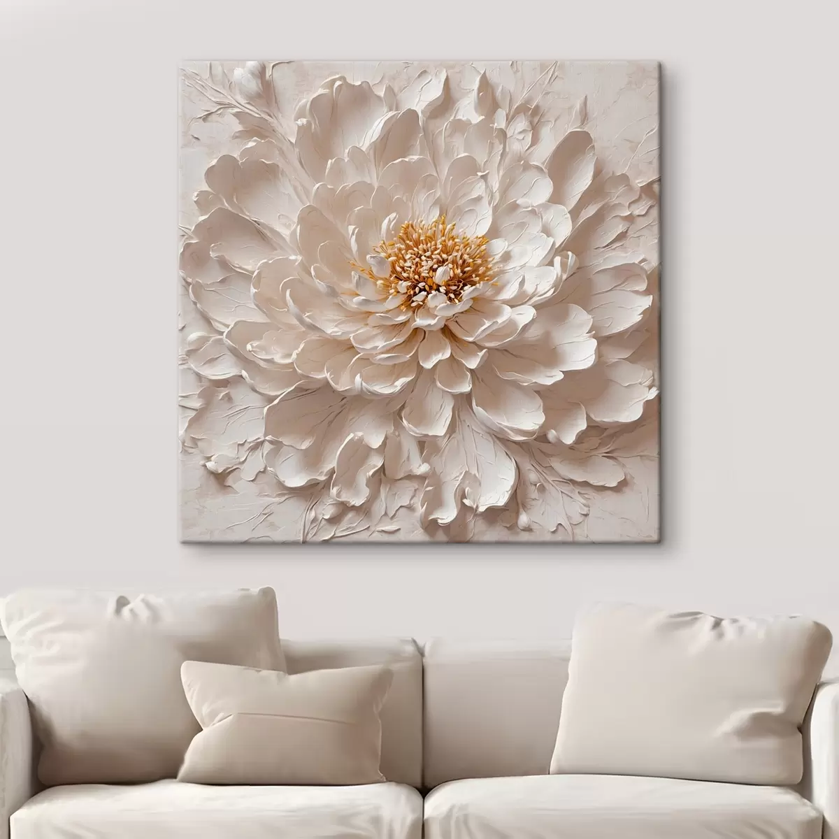 murales de pared Pintura al óleo estilo flor blanca s43087