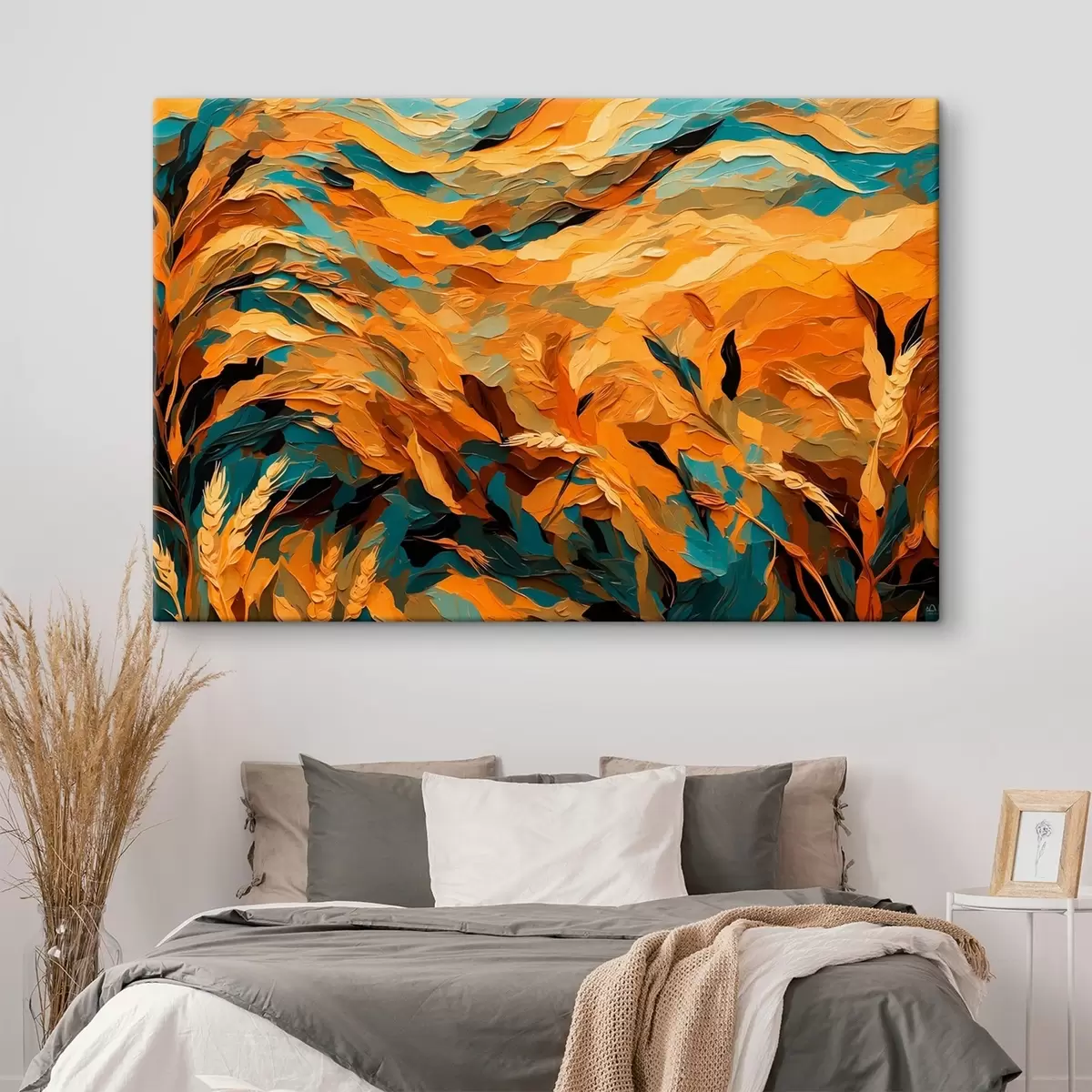 murales de pared Campo de trigo abstracto al óleo s43096