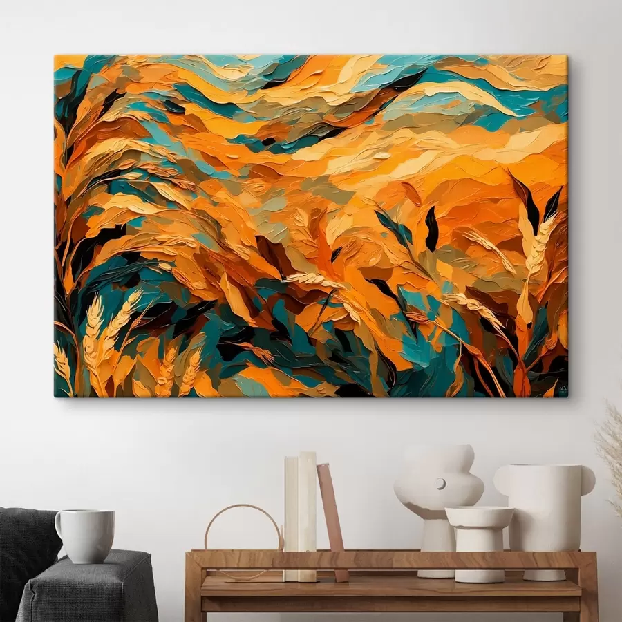 murales de pared Campo de trigo abstracto al óleo s43096