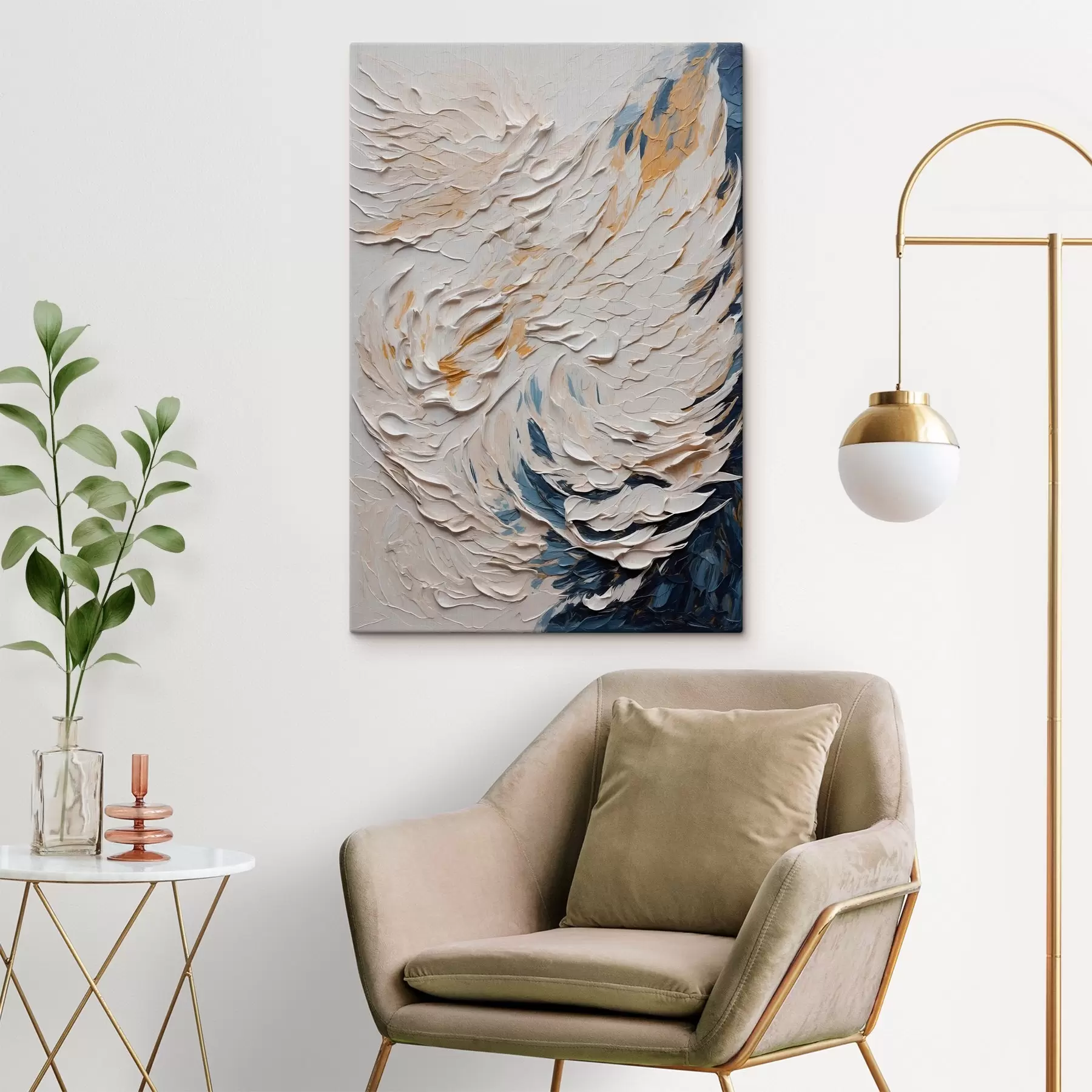 murales de pared Ala blanca abstracta al óleo s43097