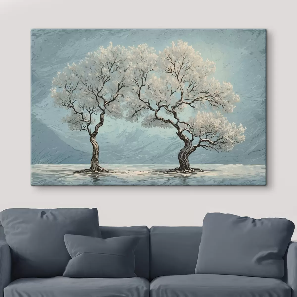 murales de pared Árboles blancos en estilo de pintura acrílica s43112