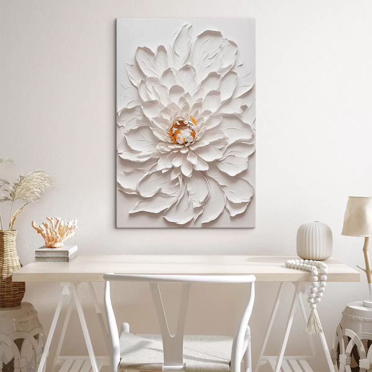 murales de pared Flor blanca sobre fondo claro s43114