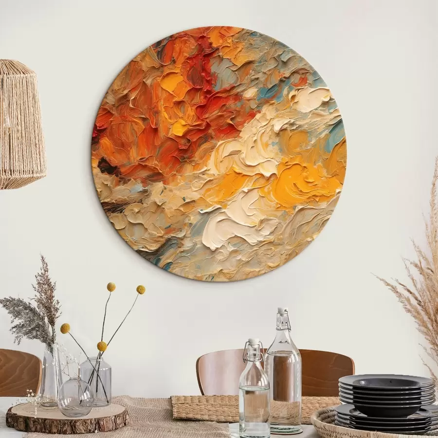 murales de pared Óleo rojo y blanco de estilo abstracto r43092