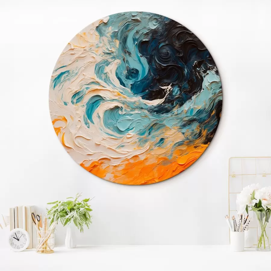 murales de pared Mar embravecido abstracto al óleo r43095