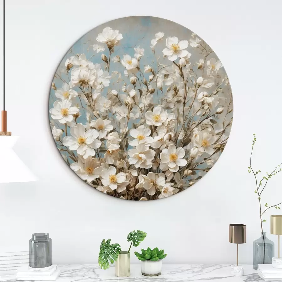 murales de pared Flores blancas en jarrón sobre fondo acrílico r43107