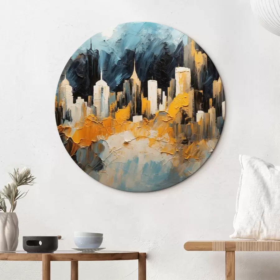 murales de pared Ciudad abstracta al óleo r43109