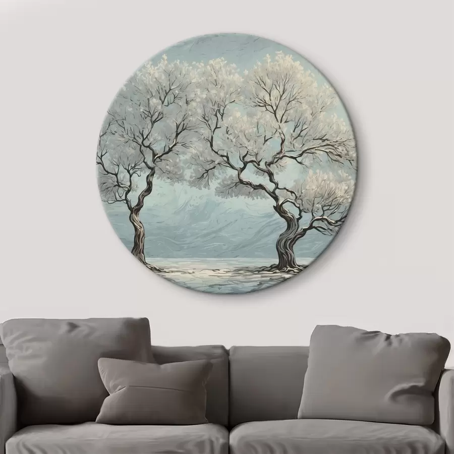 murales de pared Árboles blancos en estilo de pintura acrílica r43112