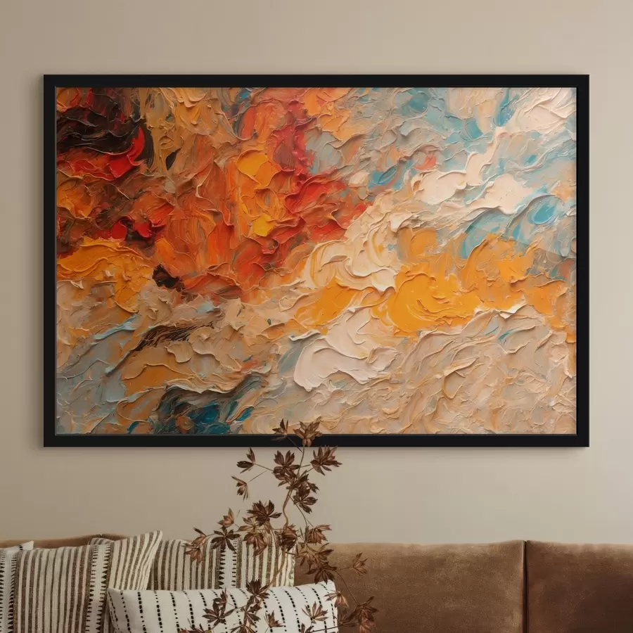 murales de pared Óleo rojo y blanco de estilo abstracto f43092