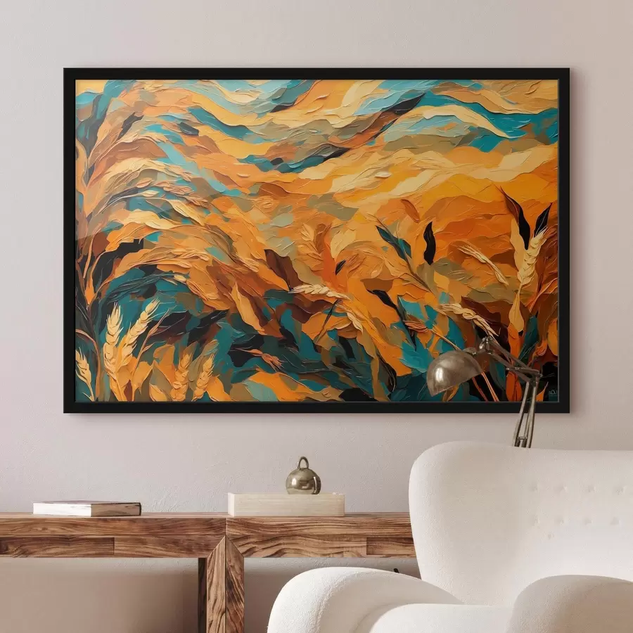 murales de pared Campo de trigo abstracto al óleo f43096