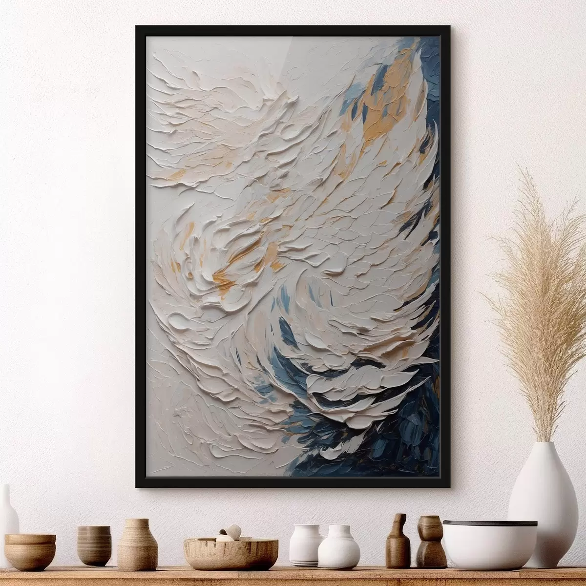 Poster Ala blanca abstracta al óleo f43097