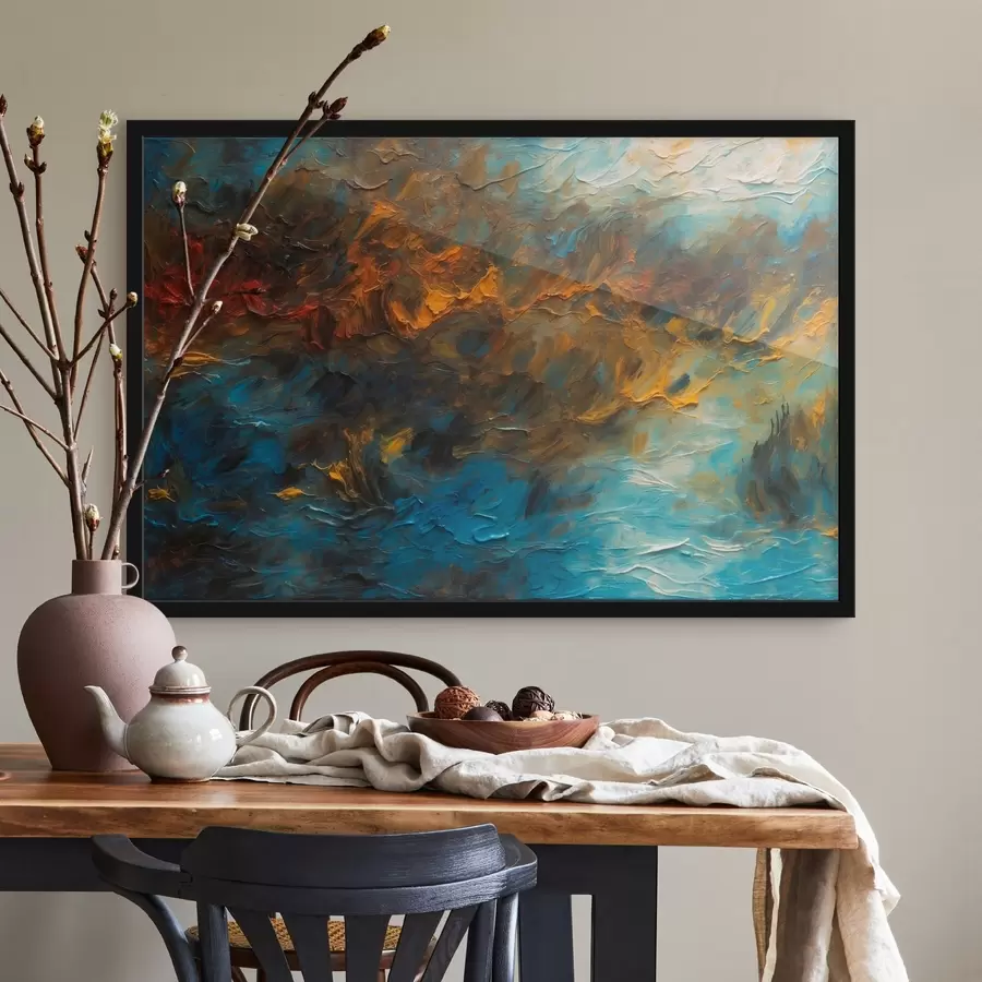 murales de pared Lago difuminado al óleo f43106