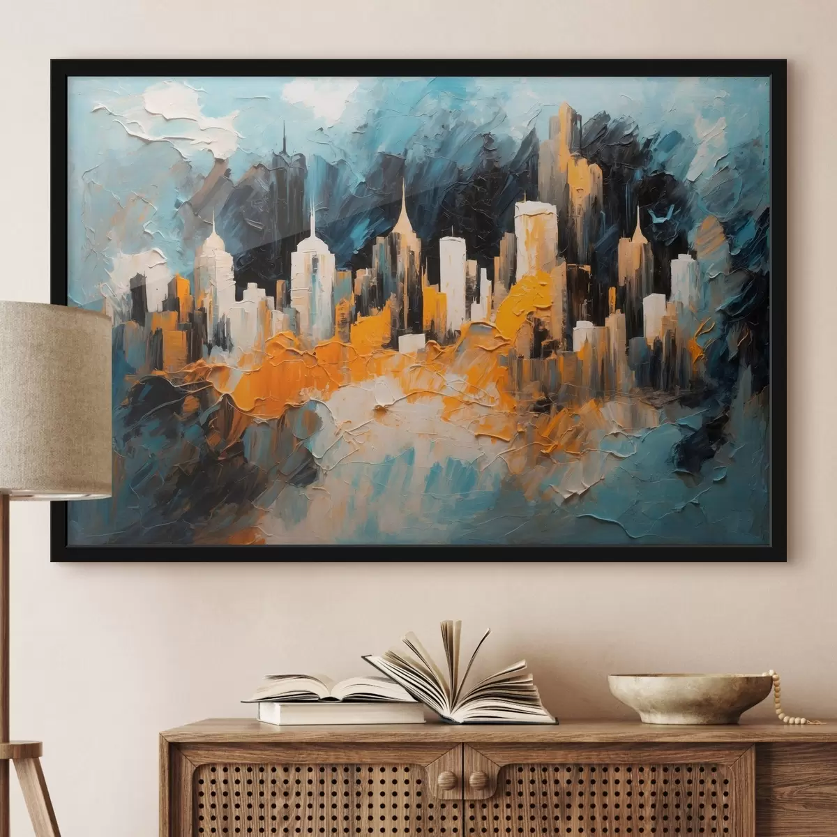 Poster Ciudad abstracta al óleo f43109