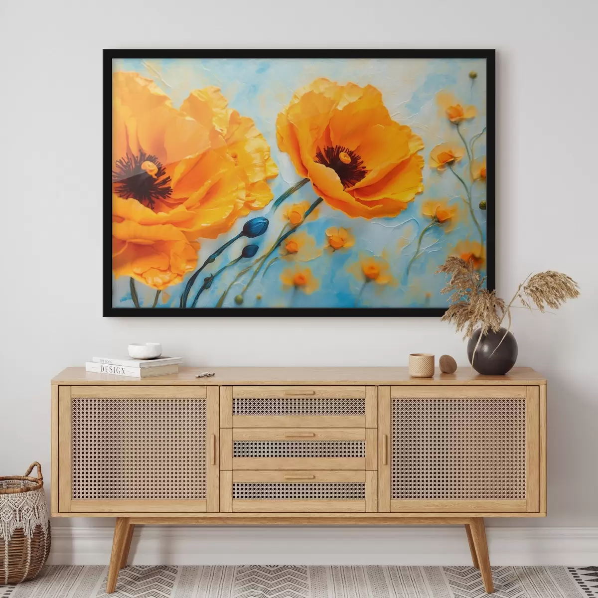 Poster Amapolas amarillas sobre fondo borroso f43118