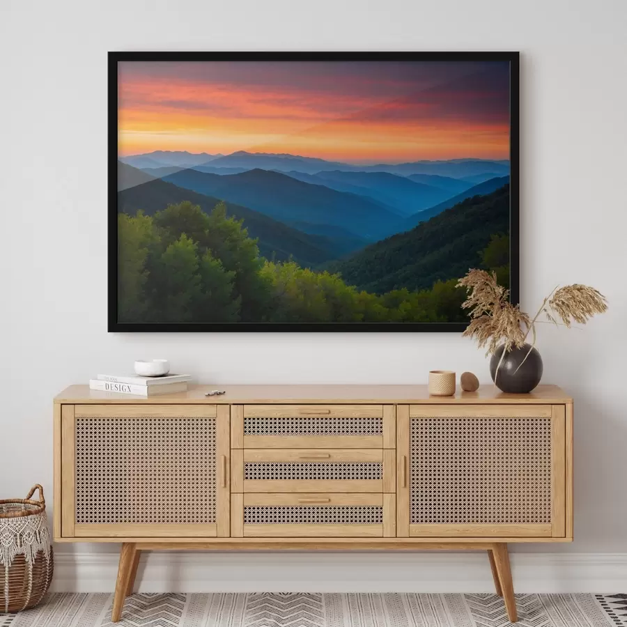 murales de pared Vista desde las montañas al amanecer f43119