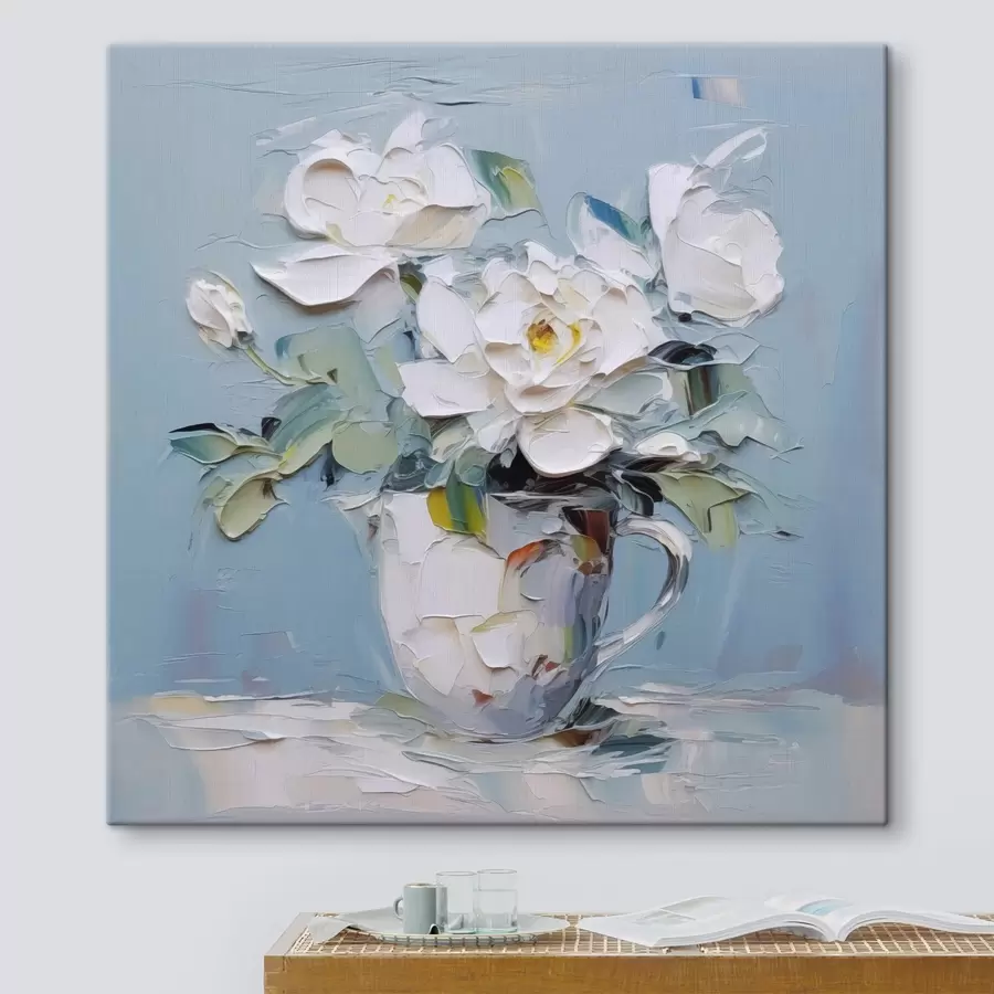 murales de pared Flores blancas en un cuadro imitación taza s43225