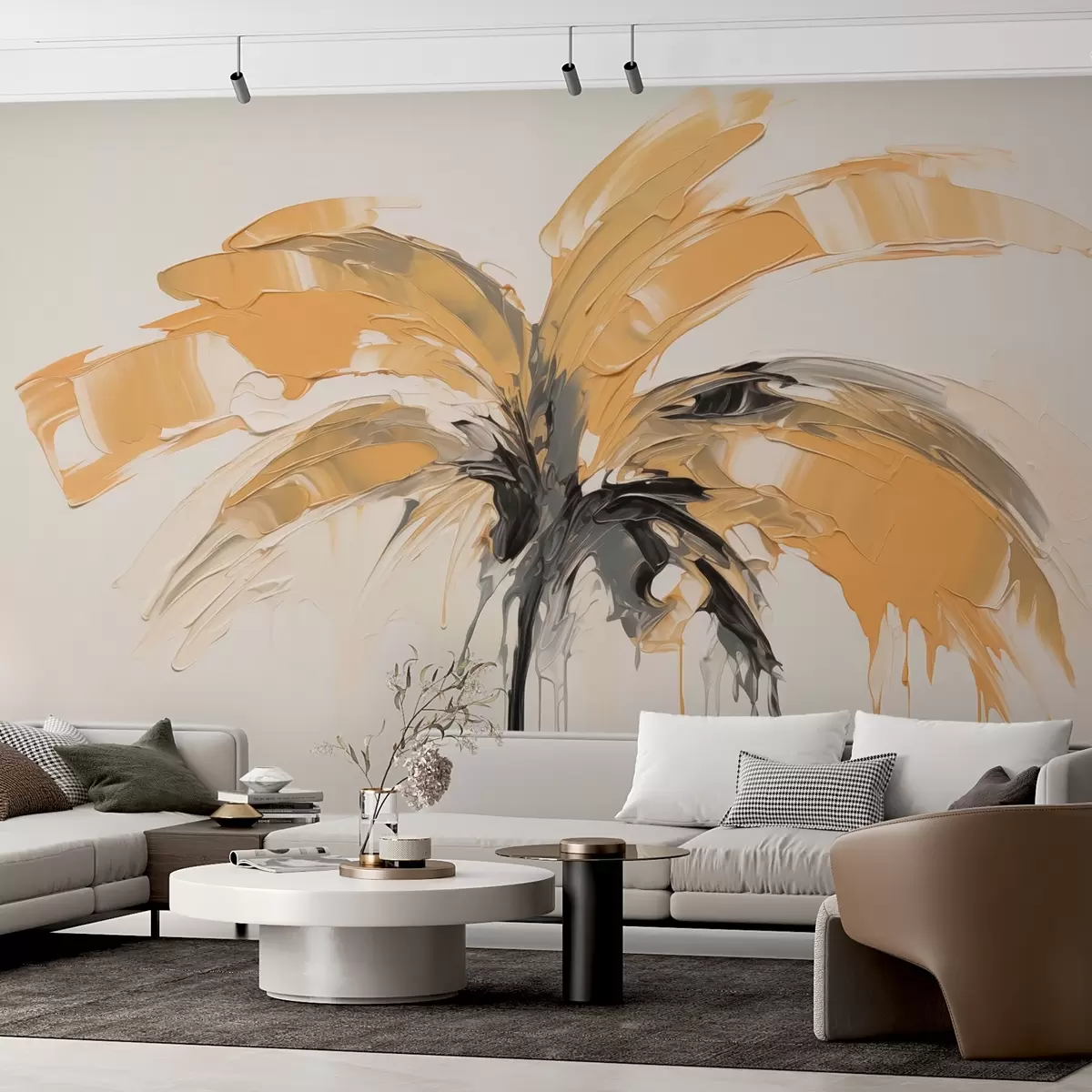 murales de pared Pinceladas imitación palma w03363