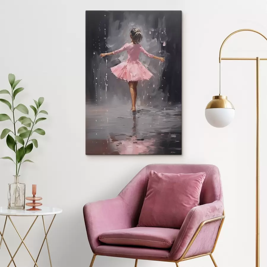 murales de pared Gente, chica con vestido rosa, imitación de pintura al óleo s43258