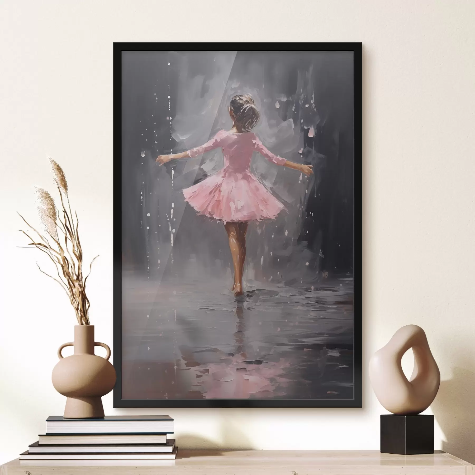 murales de pared Gente, chica con vestido rosa, imitación de pintura al óleo f43258