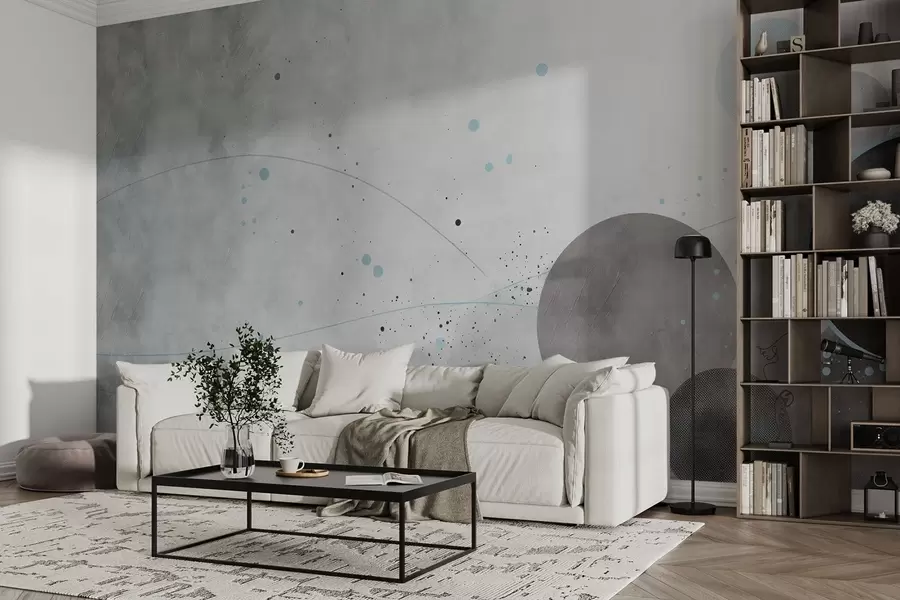 murales de pared Círculos y líneas sobre fondo de hormigón w08904v1