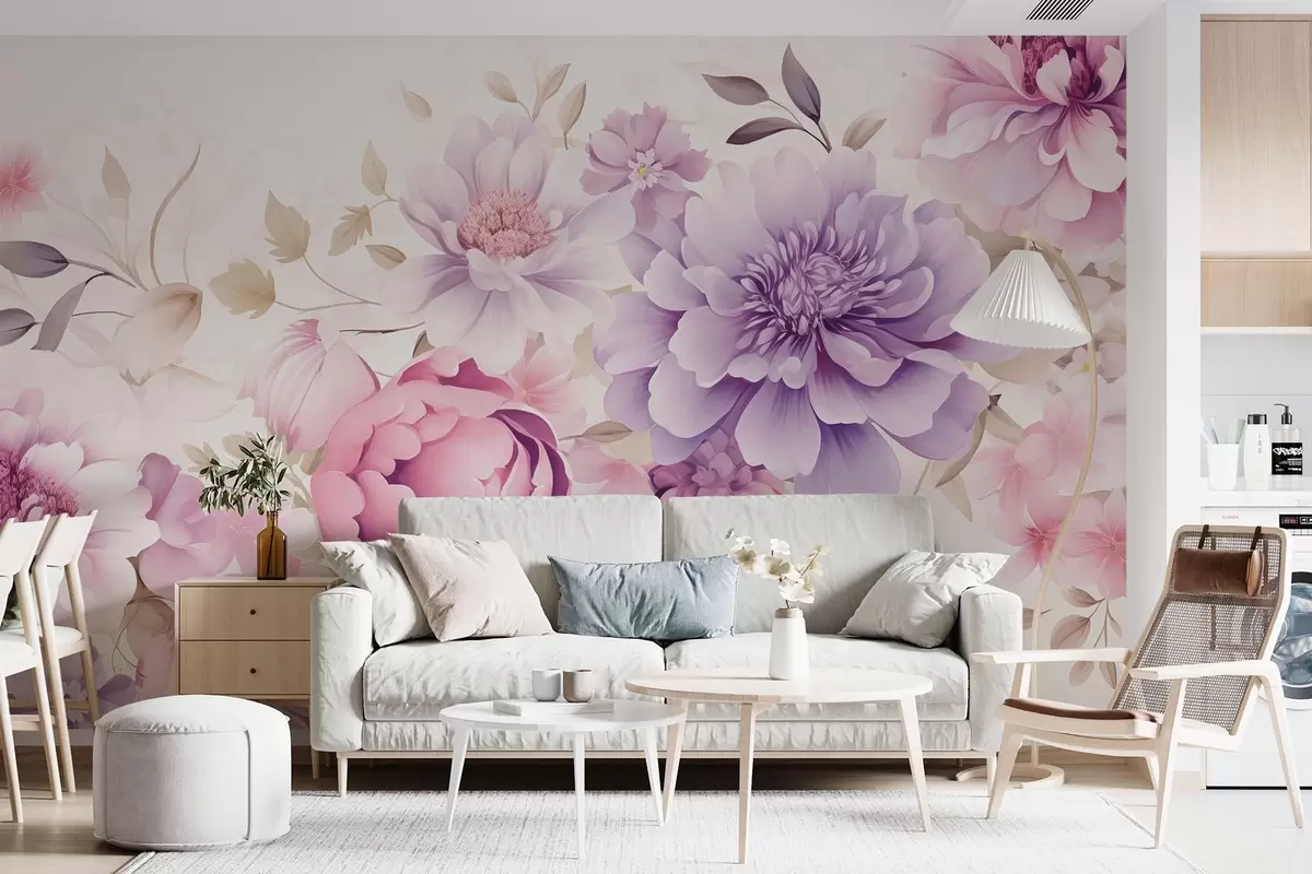 murales de pared Grandes flores rosas w08905