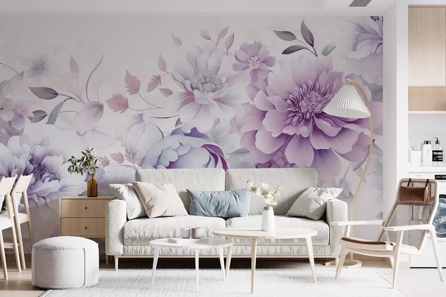 murales de pared Variedad de grandes flores lilas w08905v1