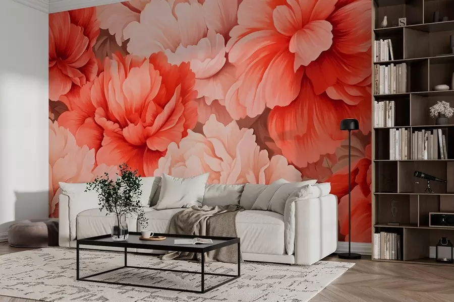 murales de pared Exuberantes peonías w03370