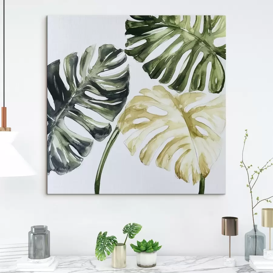 murales de pared Hojas tropicales sobre fondo blanco s43304