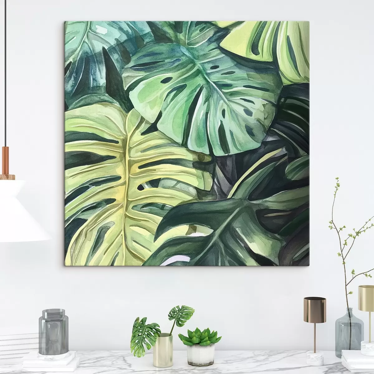 murales de pared Hojas tropicales sobre fondo blanco s43305