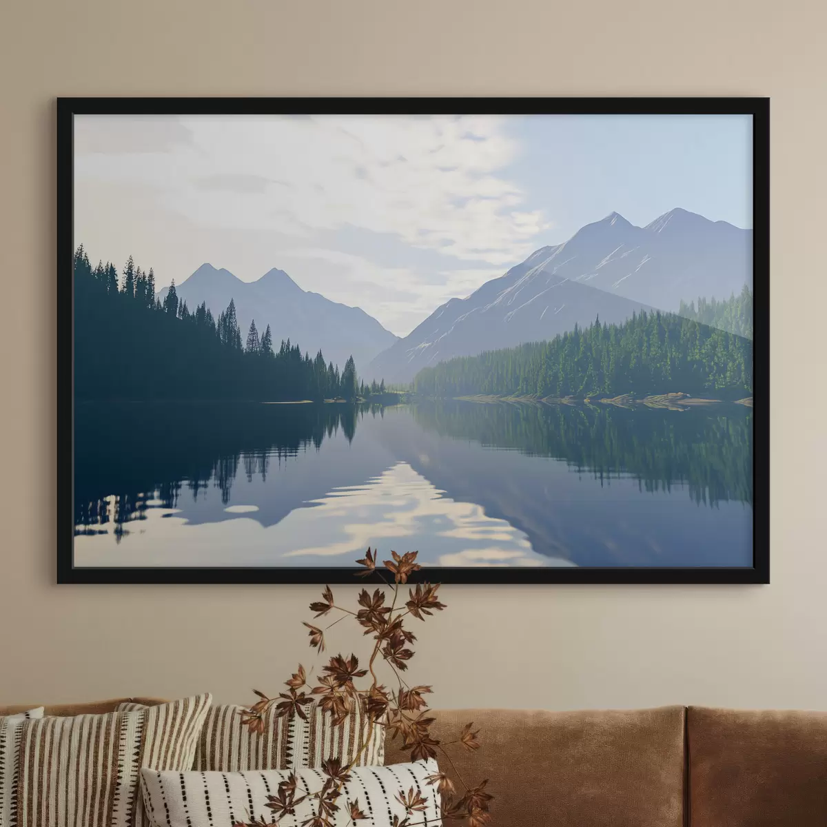 Poster Lago cerca de las montañas f43288