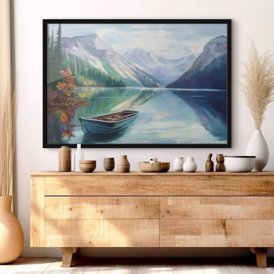 murales de pared Hermoso lago en las montañas f43289