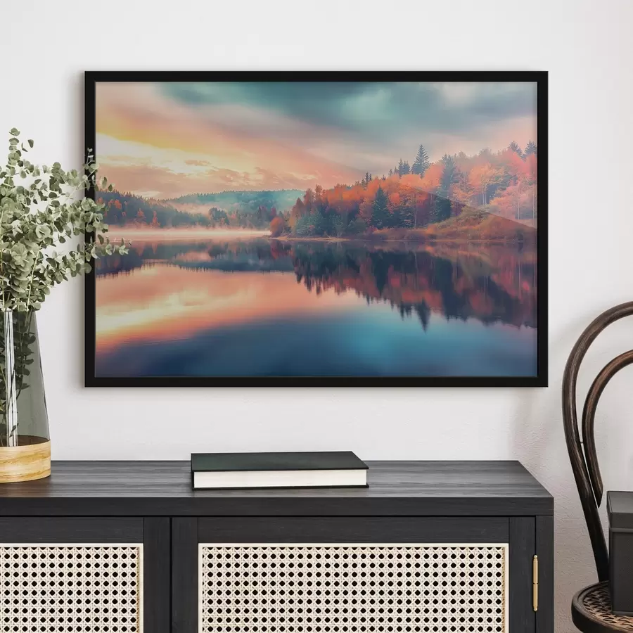 murales de pared Amanecer en el lago en otoño f43290