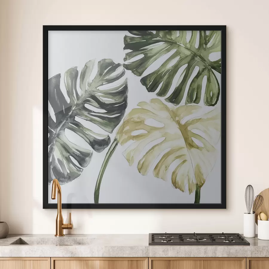 murales de pared Hojas tropicales sobre fondo blanco f43304