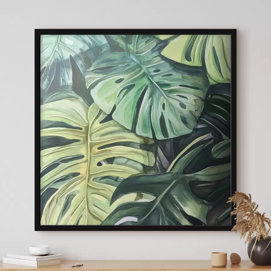 murales de pared Hojas tropicales sobre fondo blanco f43305