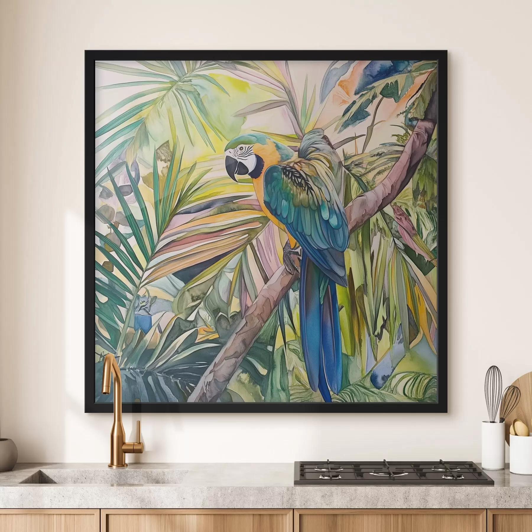 murales de pared Loro en un árbol f43306