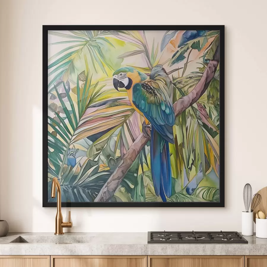 murales de pared Loro en un árbol f43306