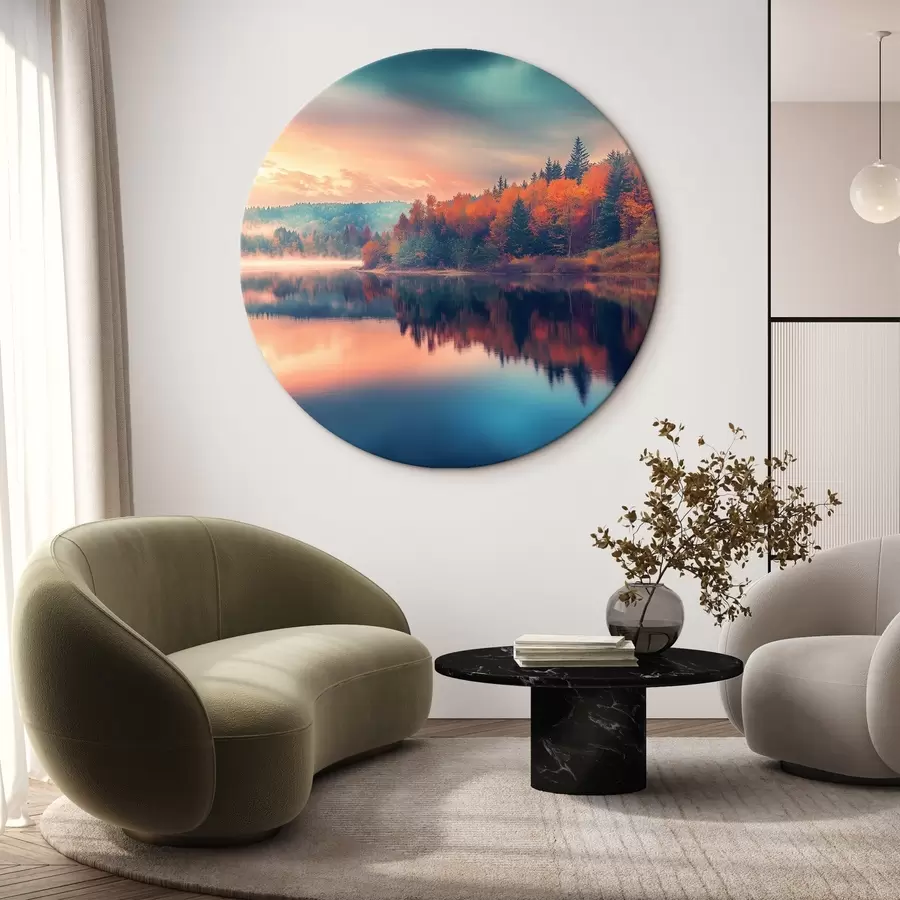 murales de pared Amanecer en el lago en otoño r43290