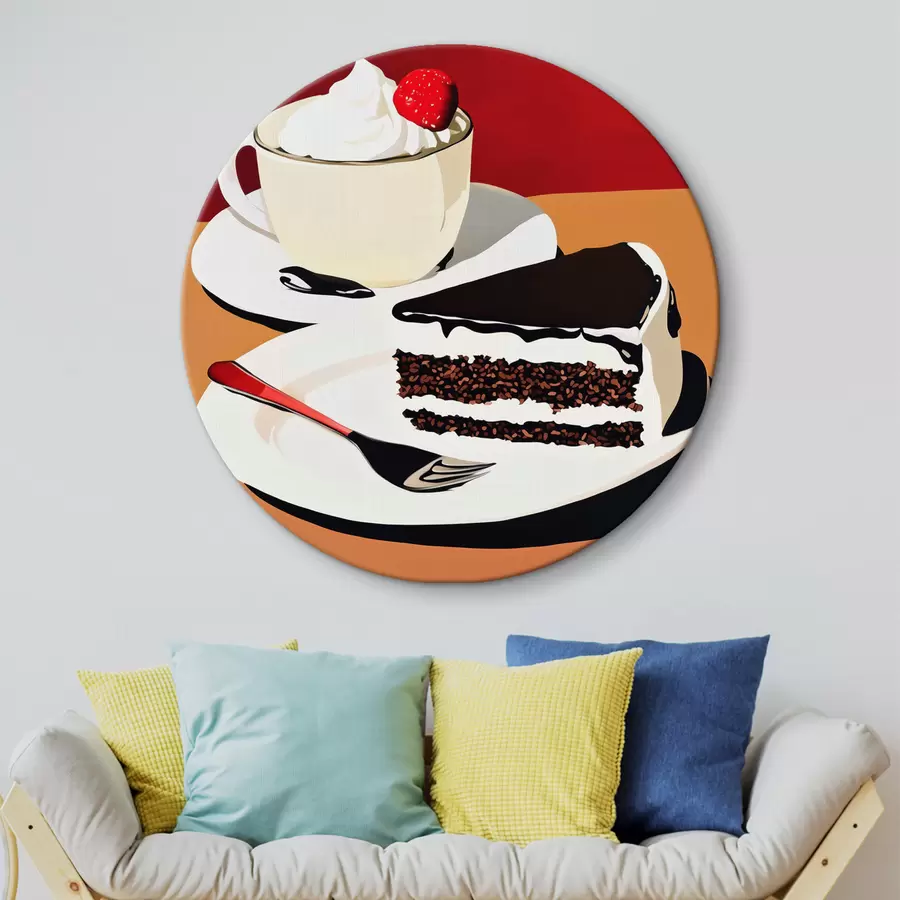 murales de pared Una taza de café y un trozo de tarta r43293