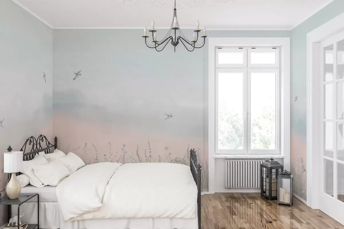 murales de pared Flores silvestres y cielo brumoso w03391