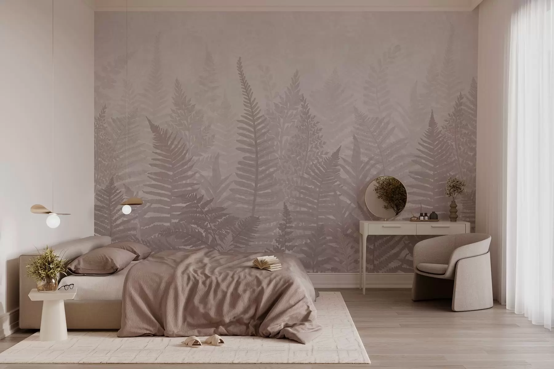 murales de pared Tendencia de las plantas de helecho w03402v2