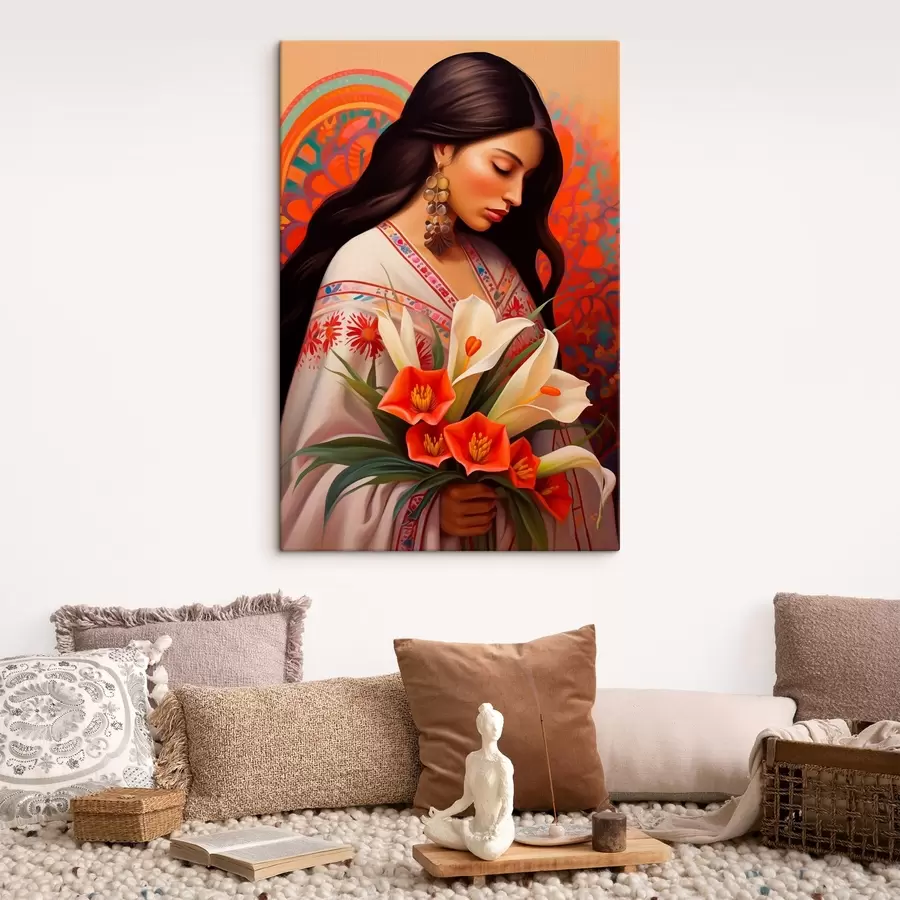 murales de pared Imagen tradicional con un ramo de lirios s43268