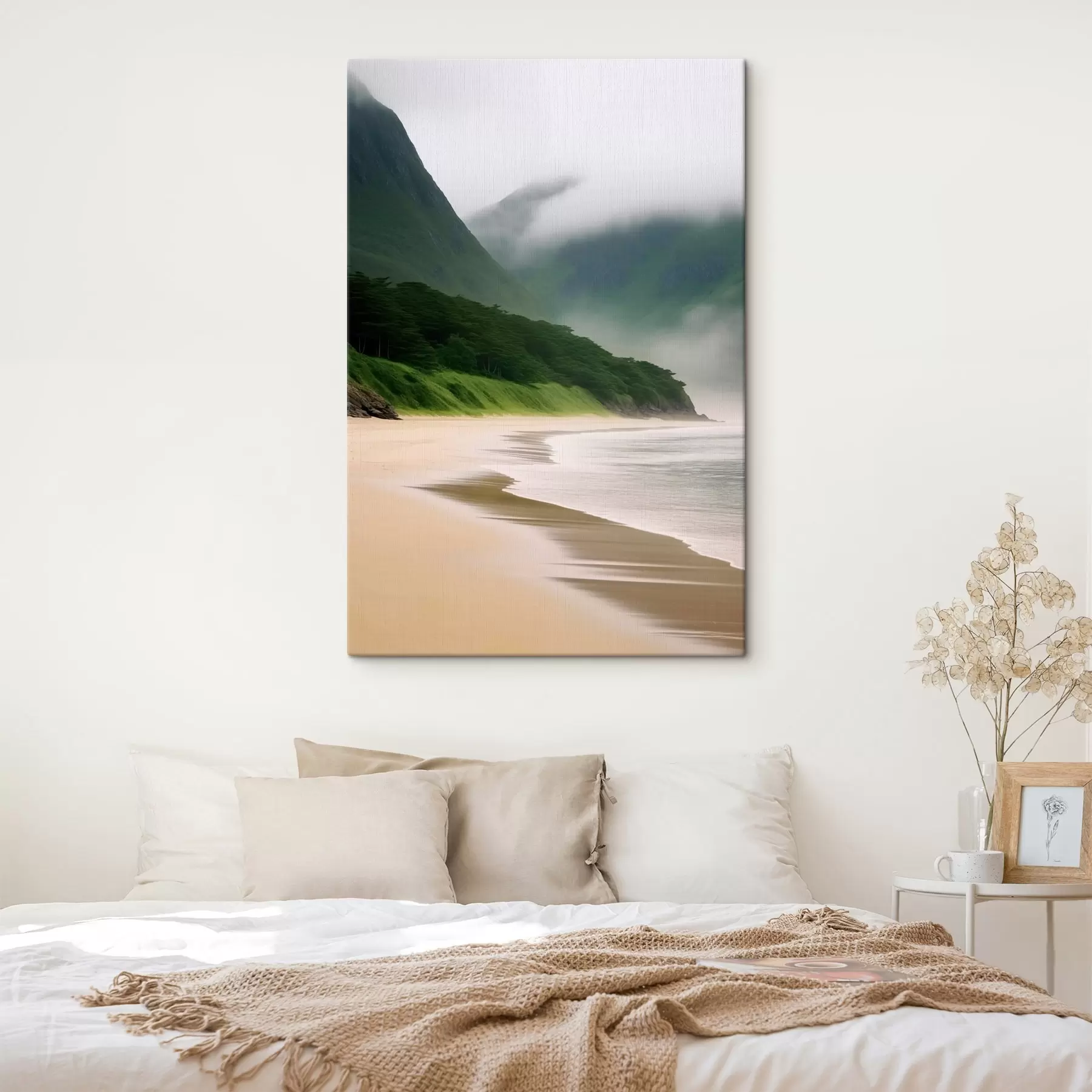 murales de pared Playa brumosa cerca de pistas verdes s43271