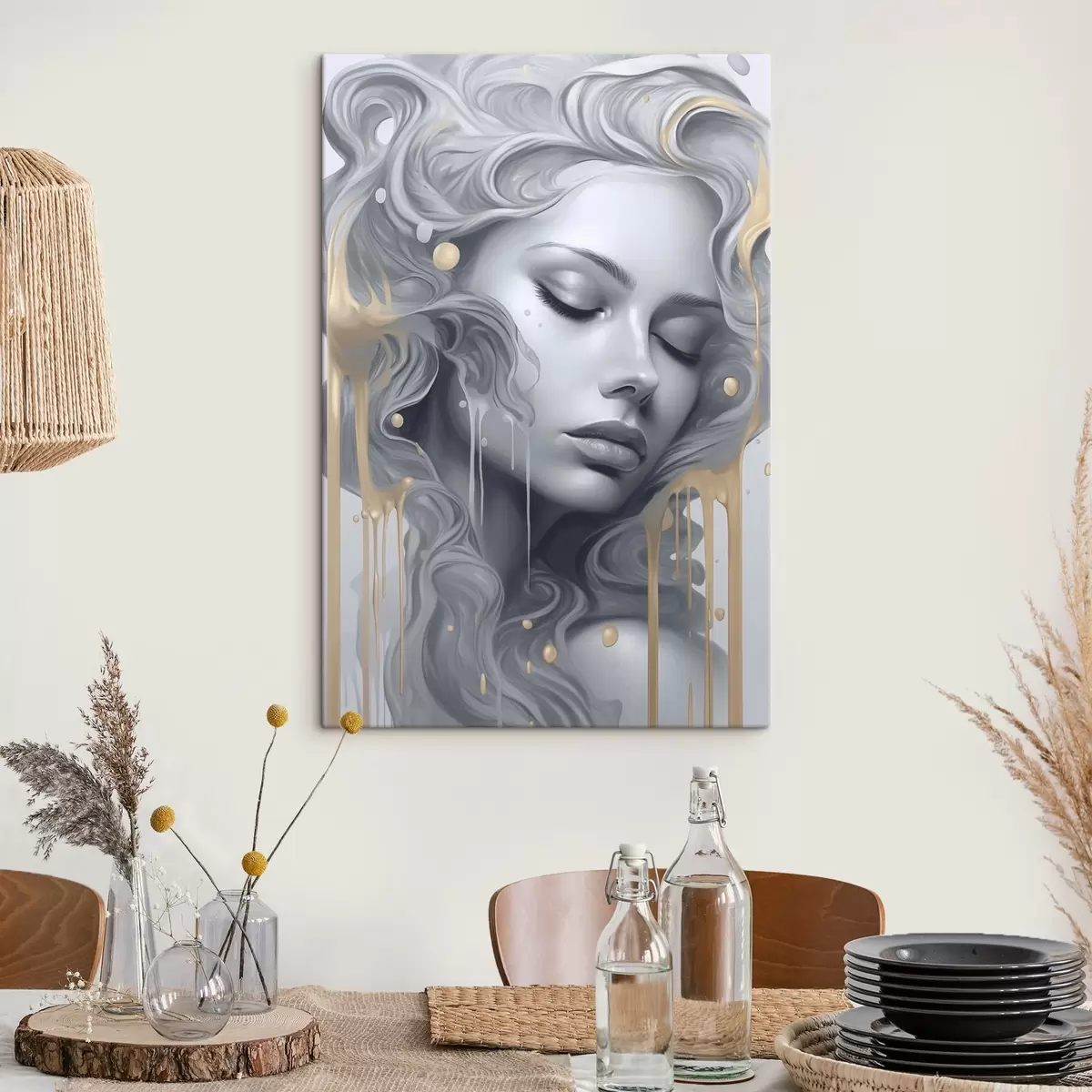 murales de pared Retrato de líneas suaves s43278