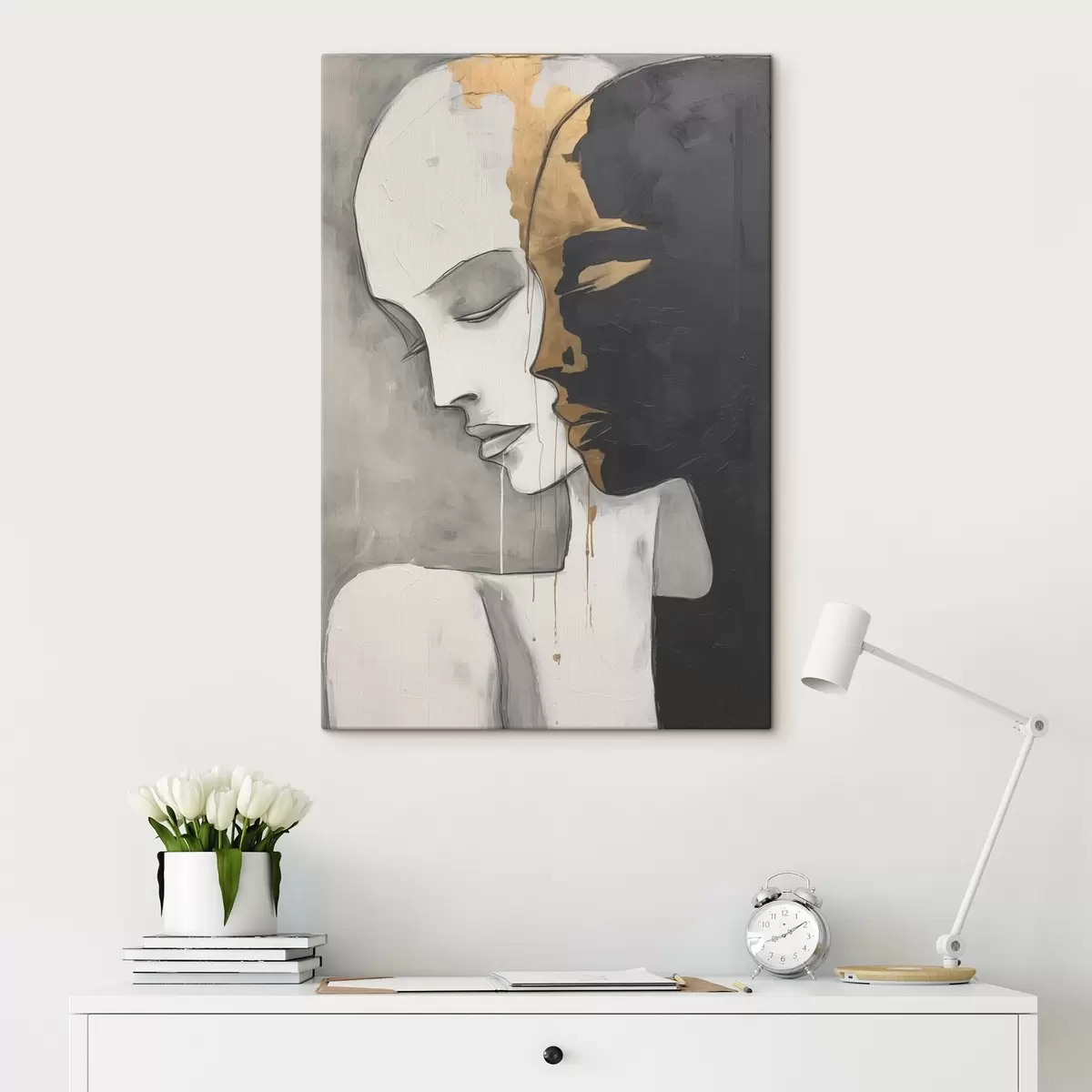 murales de pared Siluetas contrastadas con toques abstractos s43280