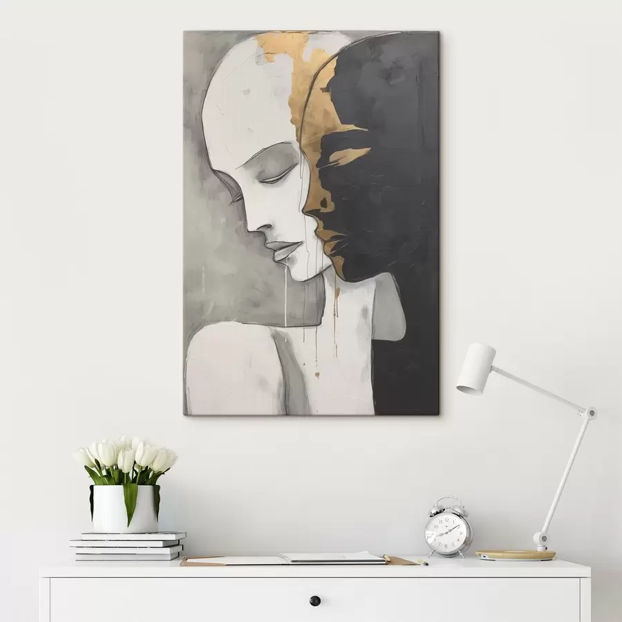 murales de pared Siluetas contrastadas con toques abstractos s43280