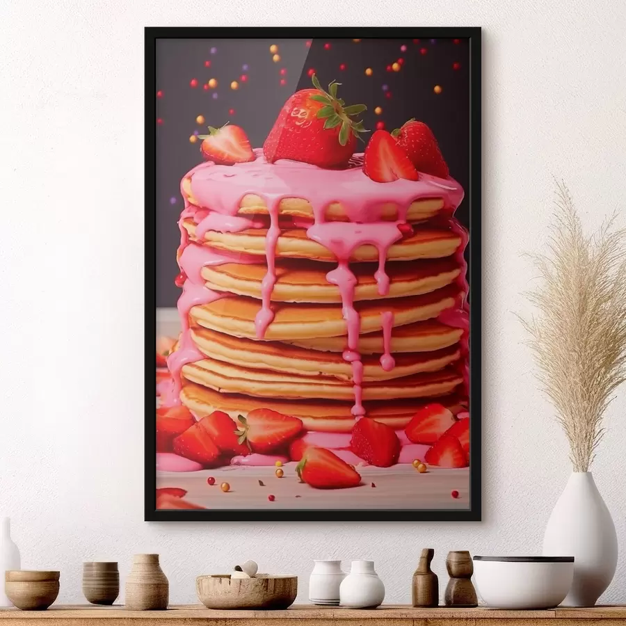 murales de pared Tortitas con fresas y glaseado rosa f43263